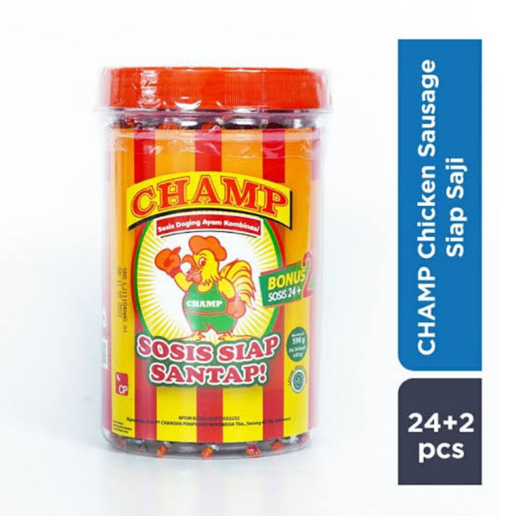 Sosis Champ siap makan toples rasa sapi dan ayam