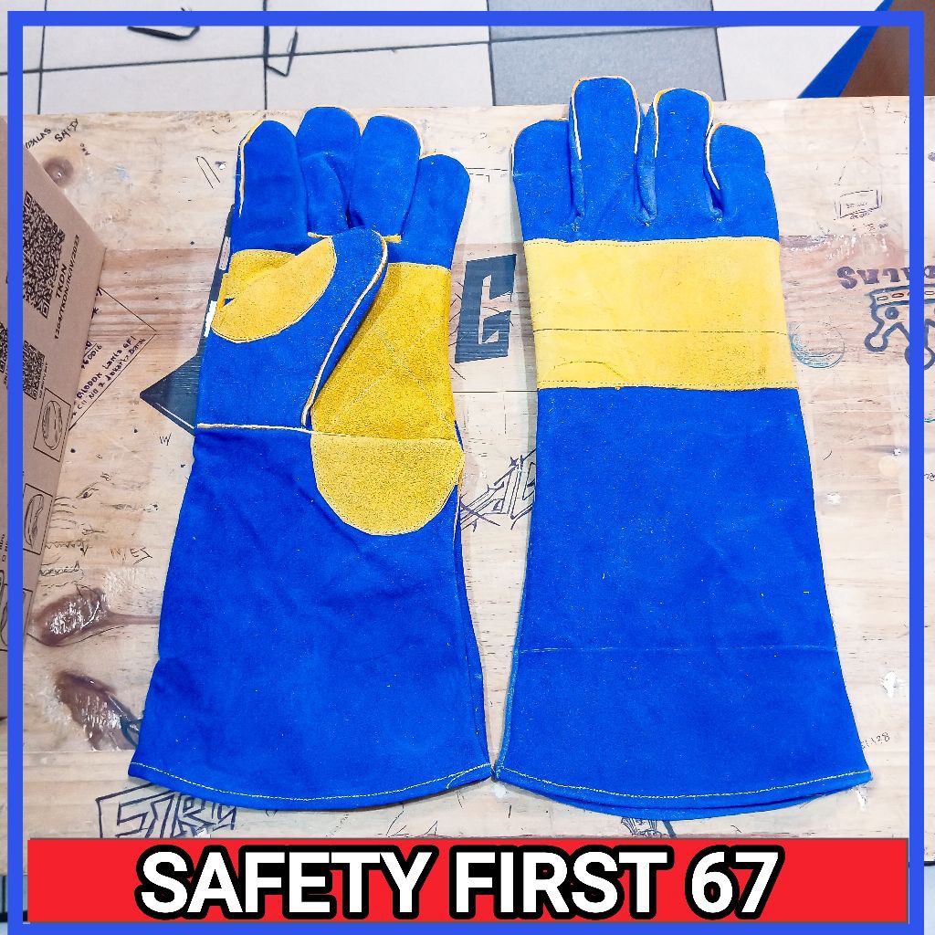 Sarung tangan las 16" biru murah/sarung tangan las kulit tebal