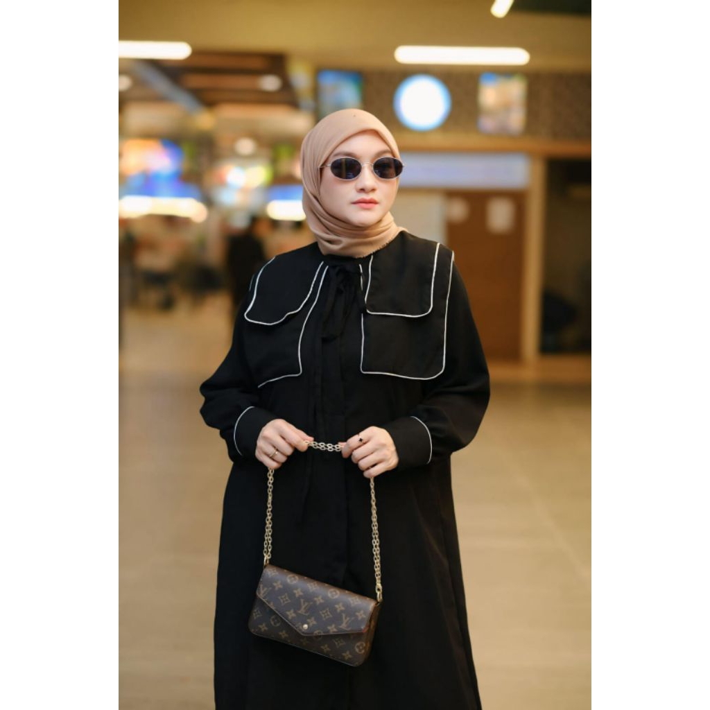 JENNA DRESS BAHAN JETBLACK ARABIB LD 110 PANJANG 140