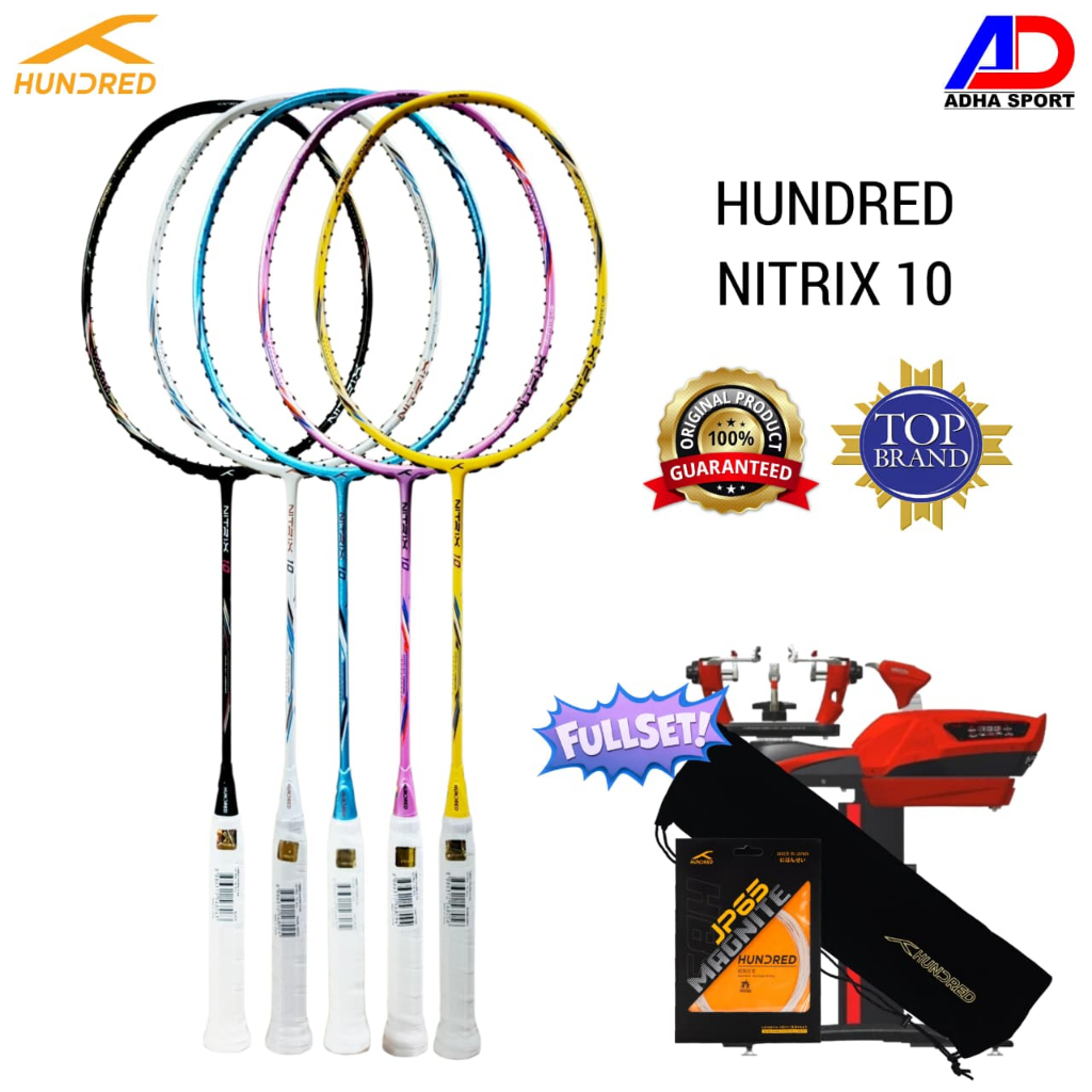 Raket Badminton Hundred NITRIX 10 4U & 5U Original Racket Bulutangkis