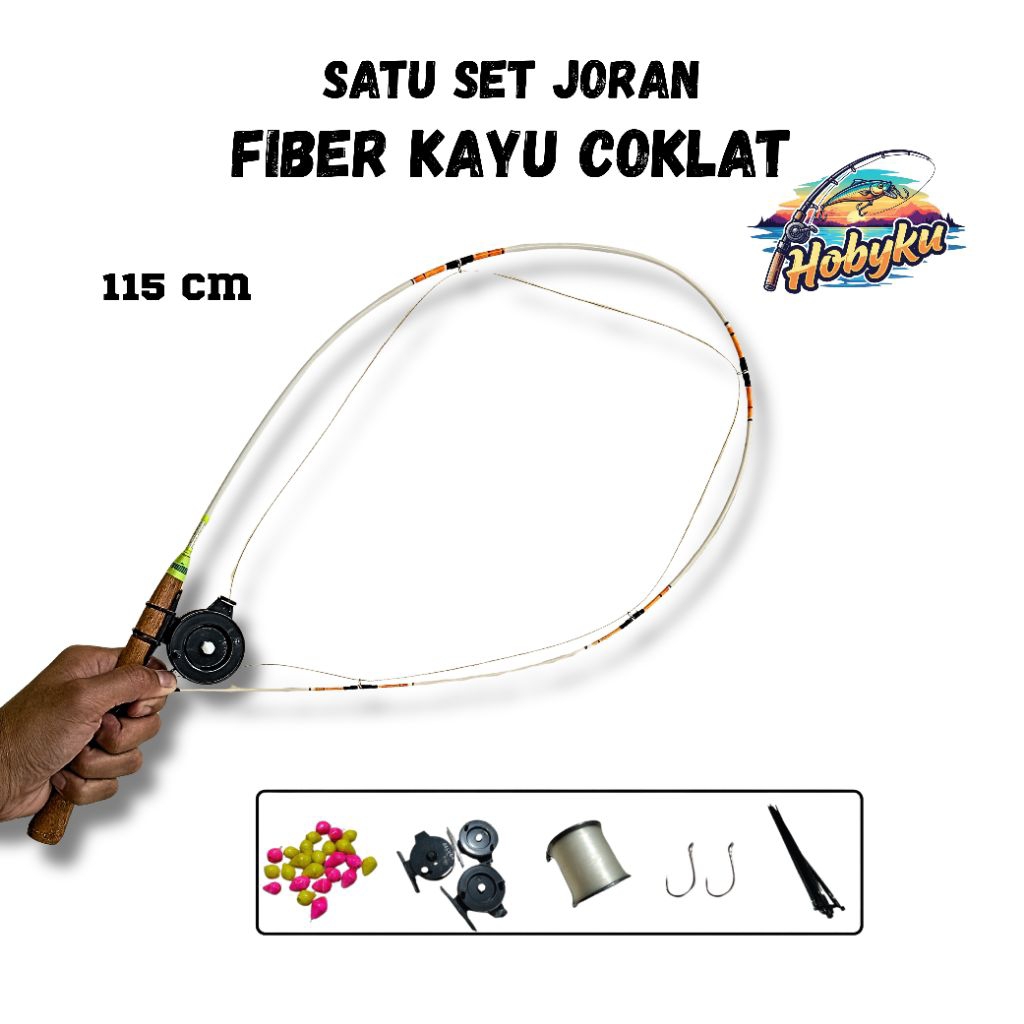 Set Alat Pancing Micro Fishing 115cm Putih – Joran Waderan Solid Lentur & Anti Patah