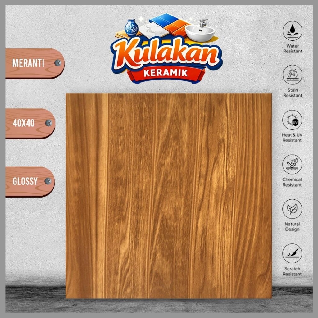Keramik Lantai Kilap KITA 40x40 Meranti Brown