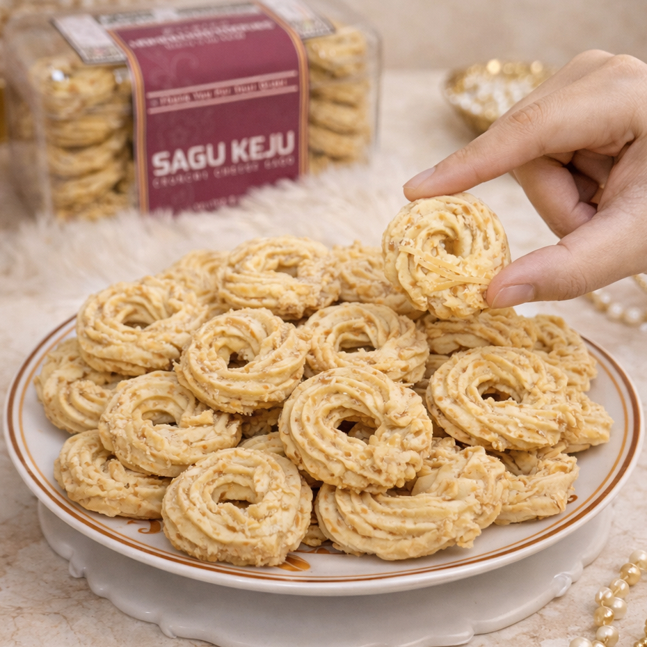 SAGU KEJU Premium Triple Cheese Edam Parmesan Cheddar Butter Wisman | Spesial Kue Kering Lebaran | Kemasan Hardtop 350gr & Jar 750ml by RaMaChef