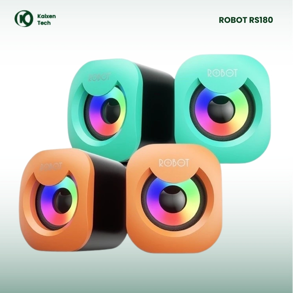Speaker ROBOT RS180 Laptop PC Komputer Stereo Suara Jernih Bass Kuat Warna Kuning Biru USB