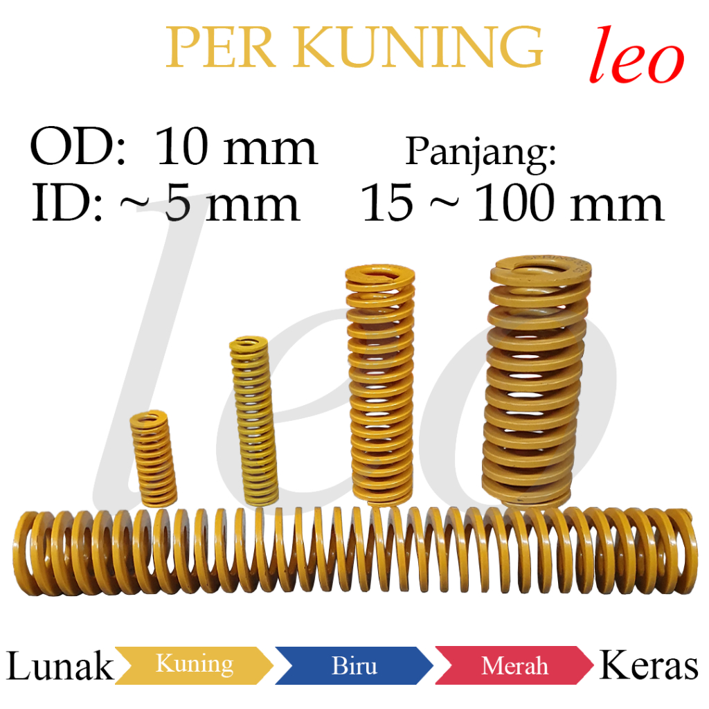 Per Kuning OD 10mm ID 5mm L 15-100mm Yellow Coil Spring Mould Mold 10 mm