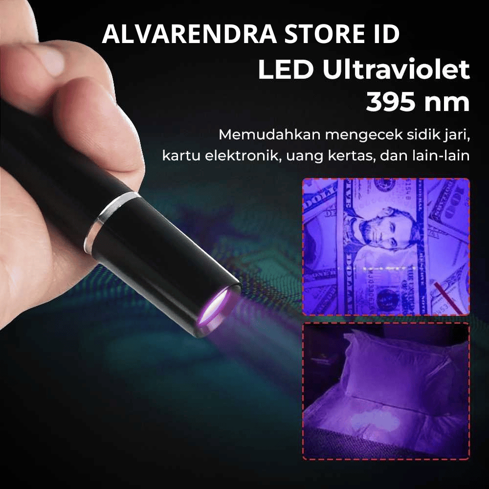 senter uang palsu | senter pulpen super terang | UV Ultraviolet Flashlight Light Pen 395nm