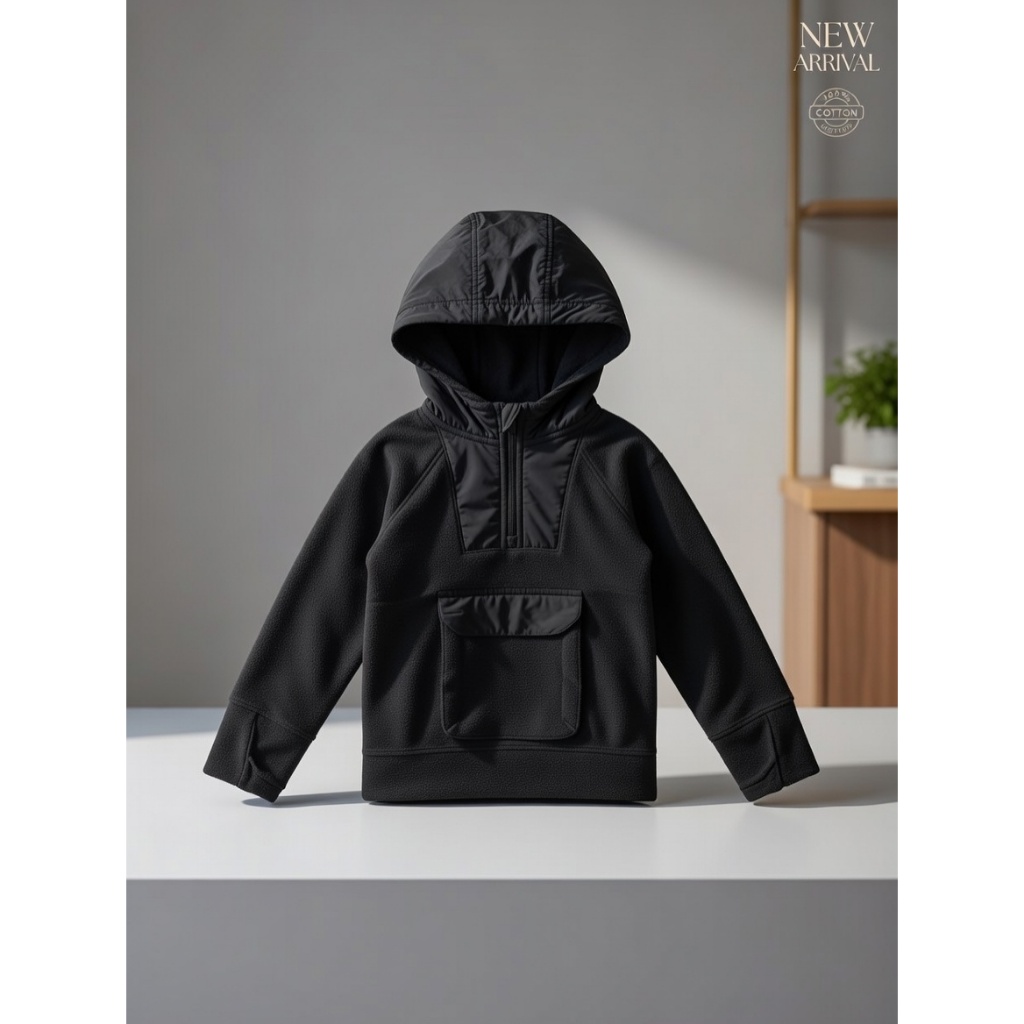 Jaket Hoodie Anak Outdoor All In Motion Black Original