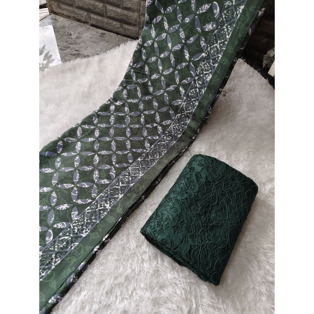 kain batikjawa jarik sogan merak hijau botol mix brokat renda ori