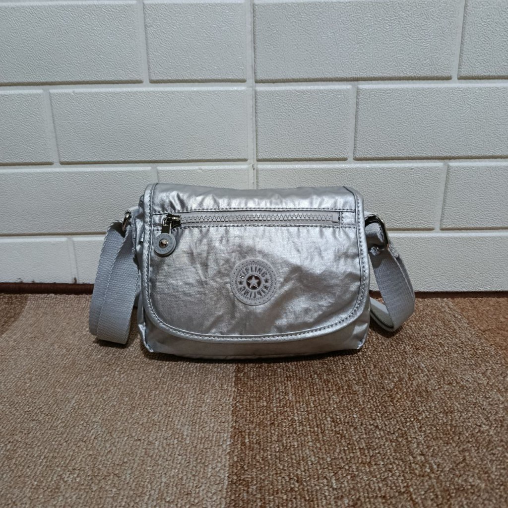 Tas Selempang Kecil Kipling Sabian Metallic Mini Crossbody Bag Womens Original Bright Metallic