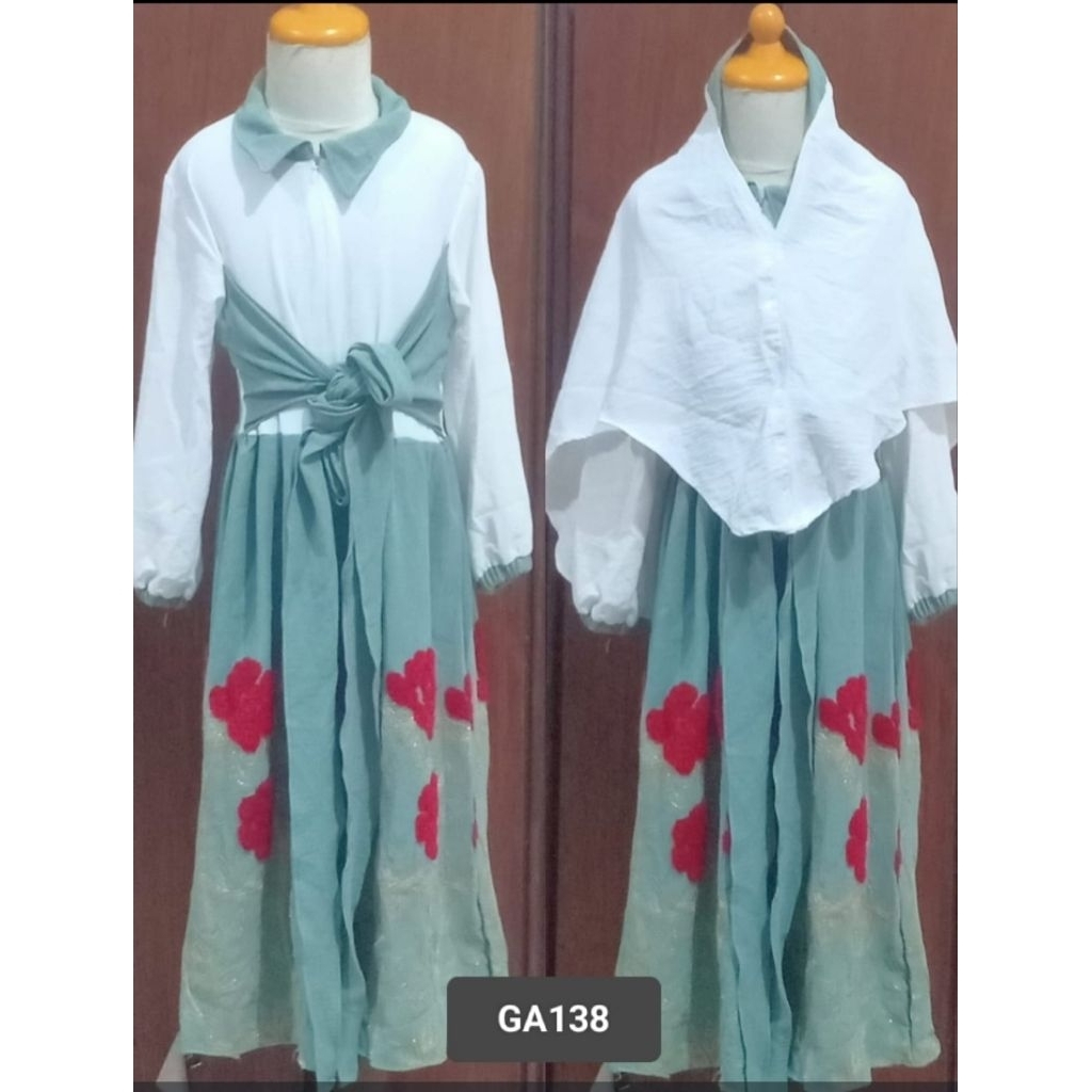 Gamis anak rompi nempel set jilbab