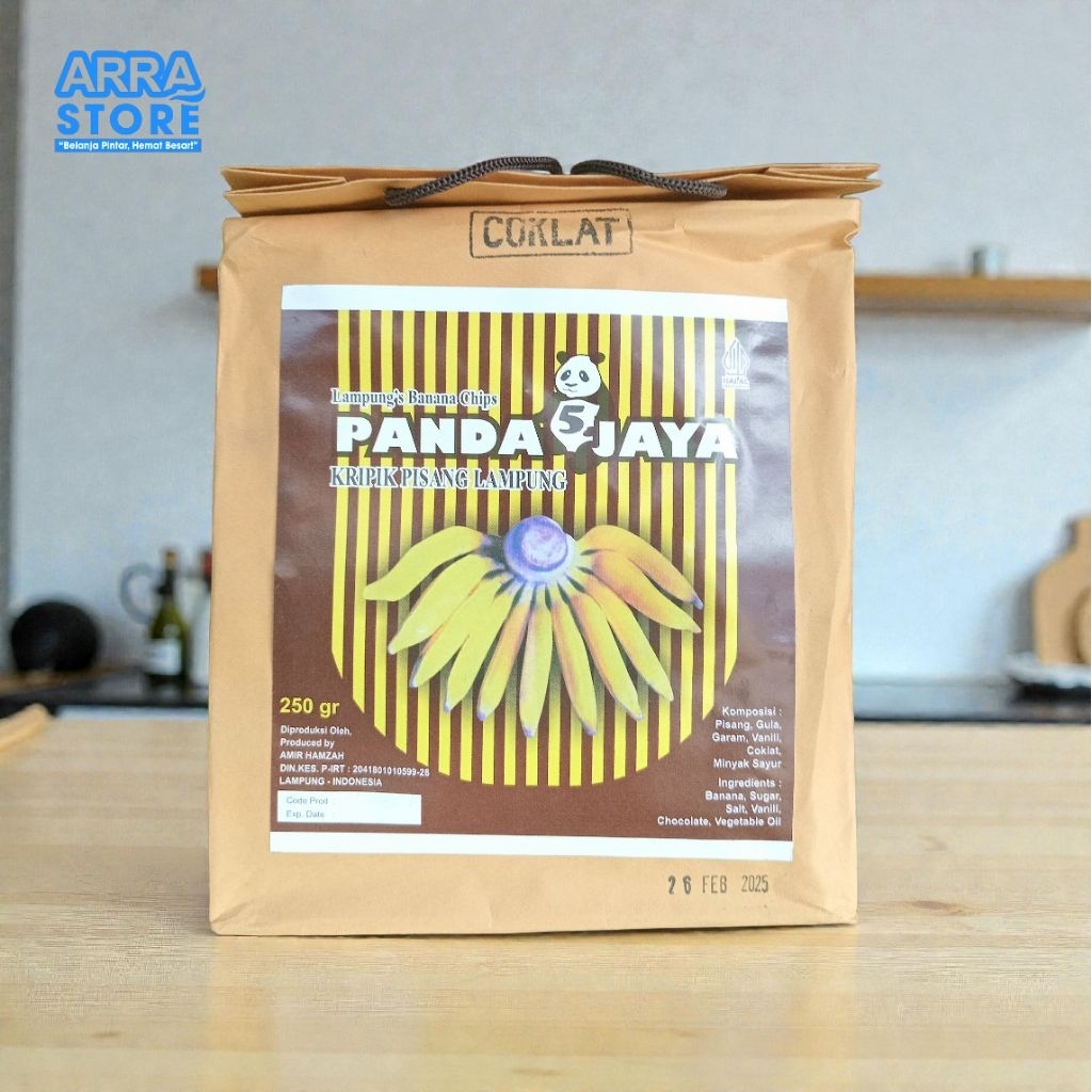 Keripik Pisang Cokelat PANDA JAYA kripik pisang kepok asli Lampung snack