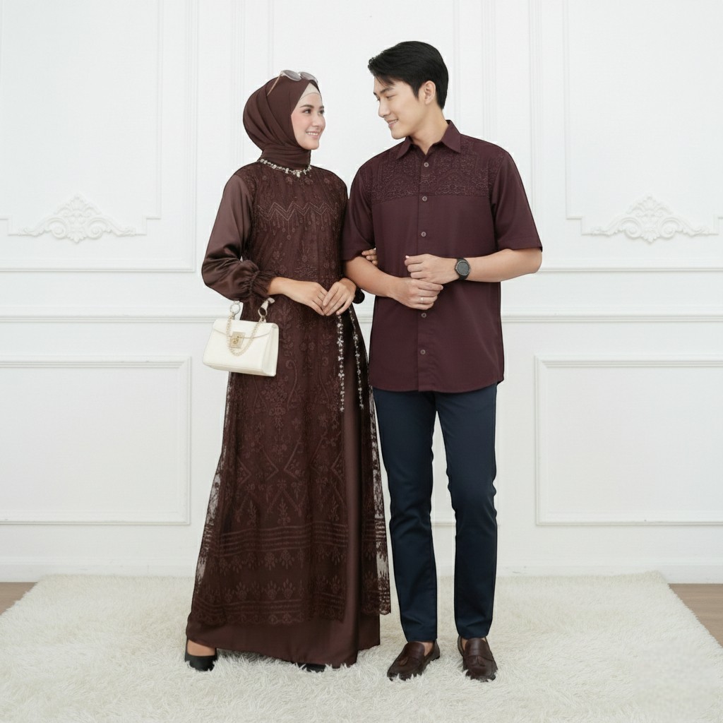 Dyllon Fashion - Couple Devina -Gamis + Koko - Outfit Lebaran Pasangan - OOTD Lebaran 2026