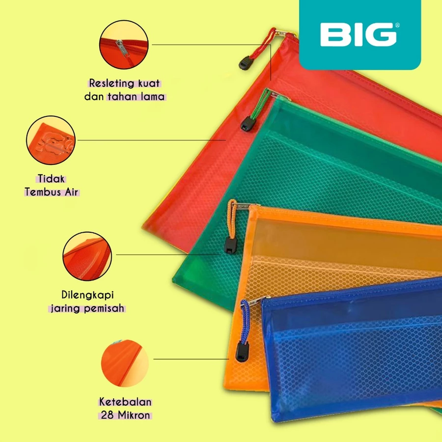 (HKMART)1 PCS BIG Pocket File Zipper Folder File PO-9001