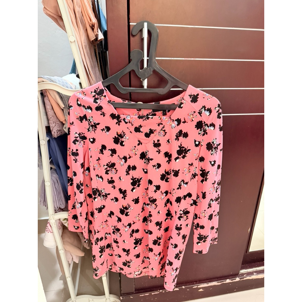 Blouse NEXT Pink Baju Wanita Flower Midi Mini Dress