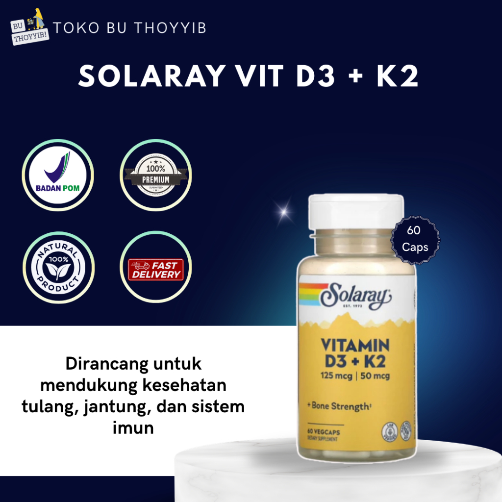 Solaray Vitamin D3 + K2 60 Kapsul