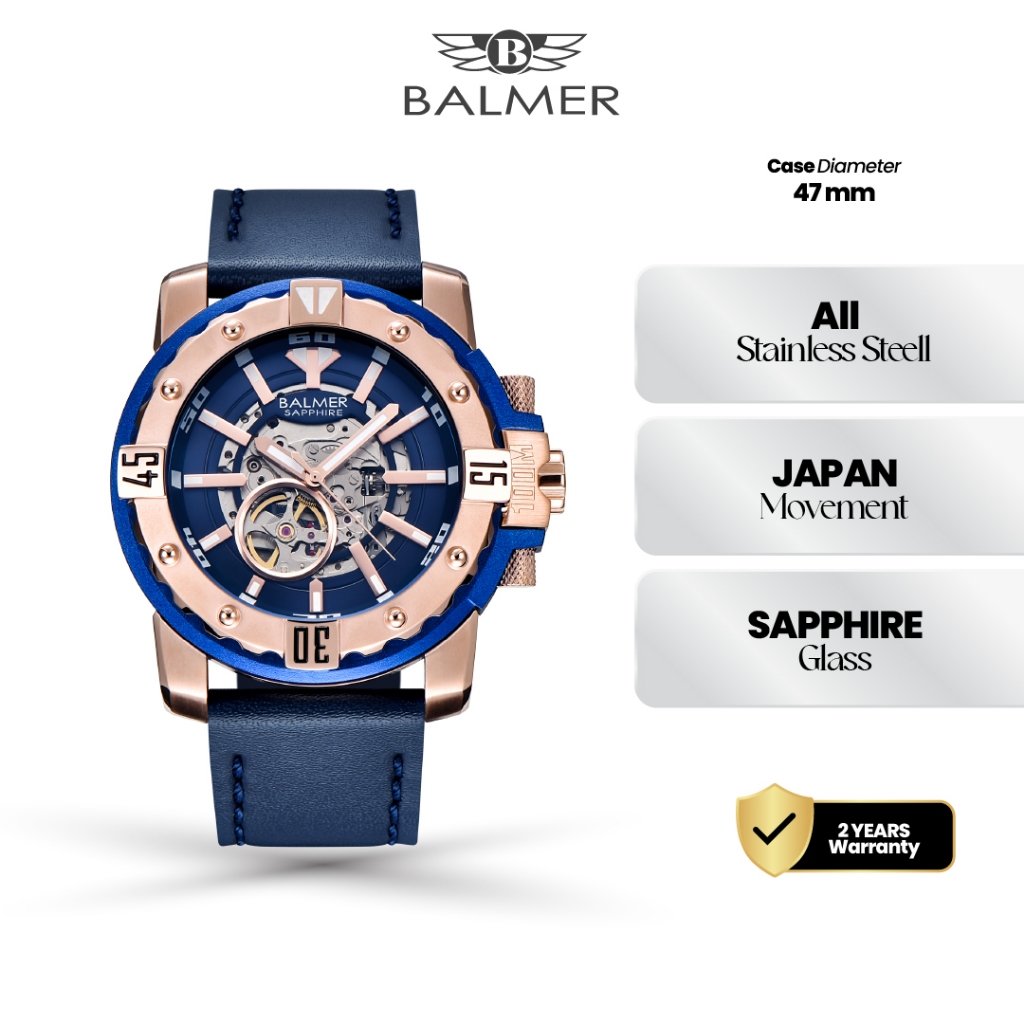 BALMER Jam Tangan Pria Analog B-7990MA - With Genuine Leather Strap