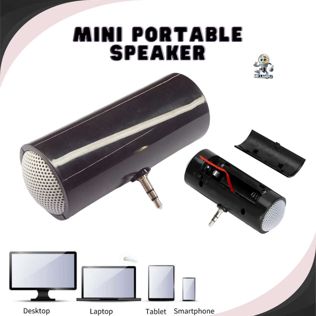 Mini Speaker Portable Jack 3.5mm Universal – Speaker HP Laptop Tablet Tanpa Charger Tanpa Bluetooth