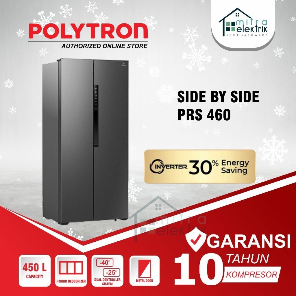 POLYTRON PRS-460B KULKAS SIDE BY SIDE 460 L BELEZZA PRS460B PRS460