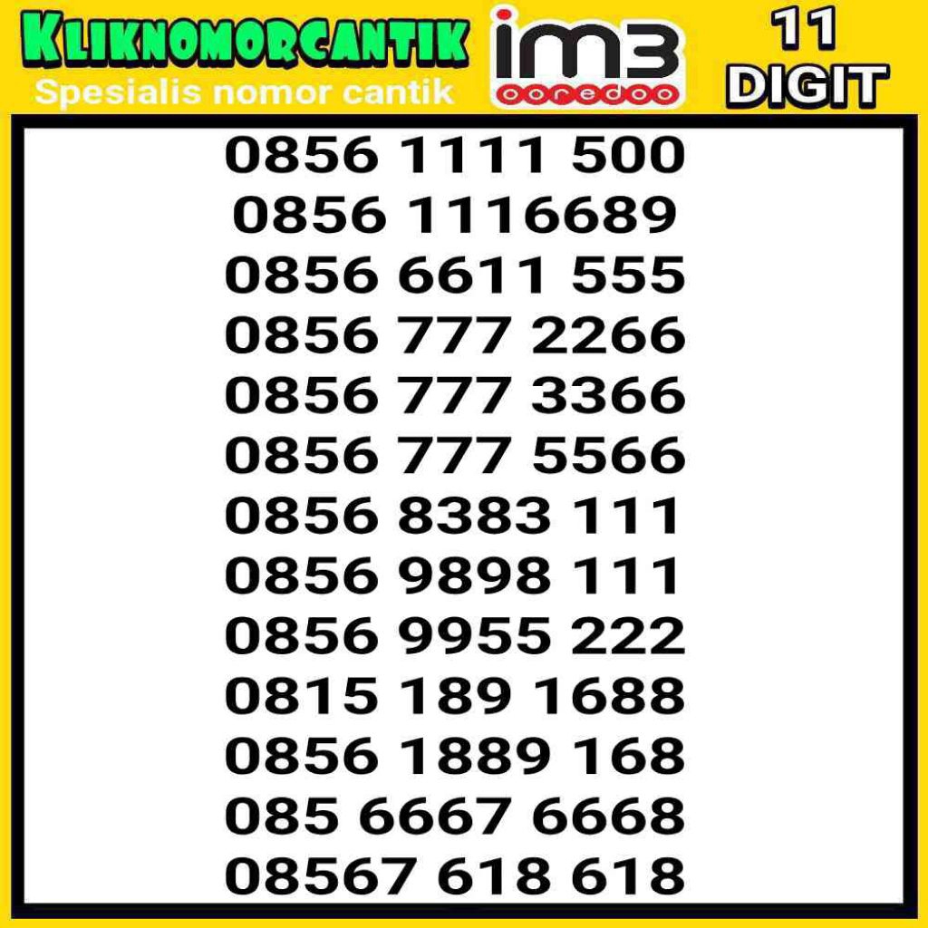 Nomor cantik Indosat IM3 11 Digit 4G&5G Indosat IM3 11 Digit A15