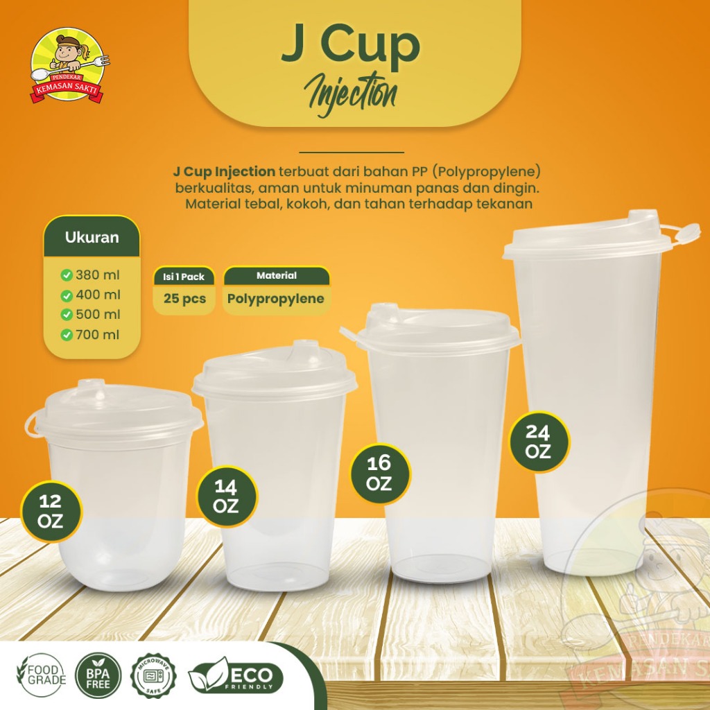 Cup Injection Jawilan Ukuran 380 400 500 700ml Gelas Cup Injection Boba Teh Kopi