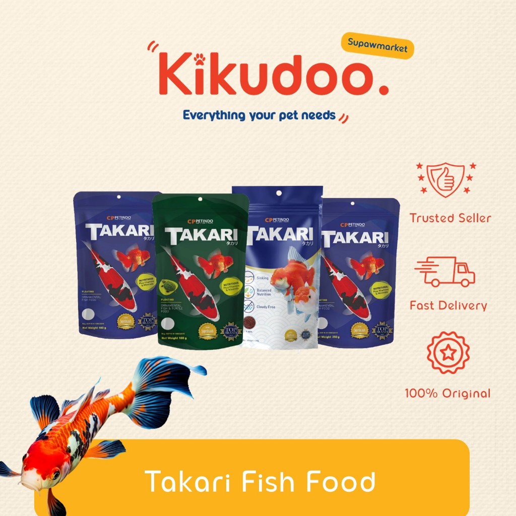 TAKARI 100gr / TAKARI 250gr / takari floating / takari sinking / takari hijau / takari pakan ikan hi