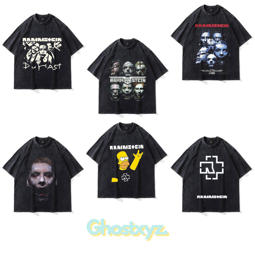 Ghostxyz T-Shirt Rammstein Wash Oversize Vintage Tee Baju Kaos