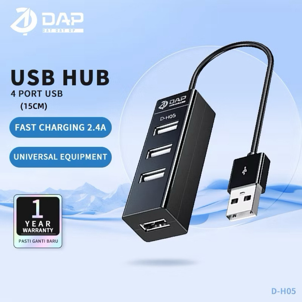 DAP D-H05 USB HUB 4 Port USB 2.4A Lenght 15cm Smart Charging