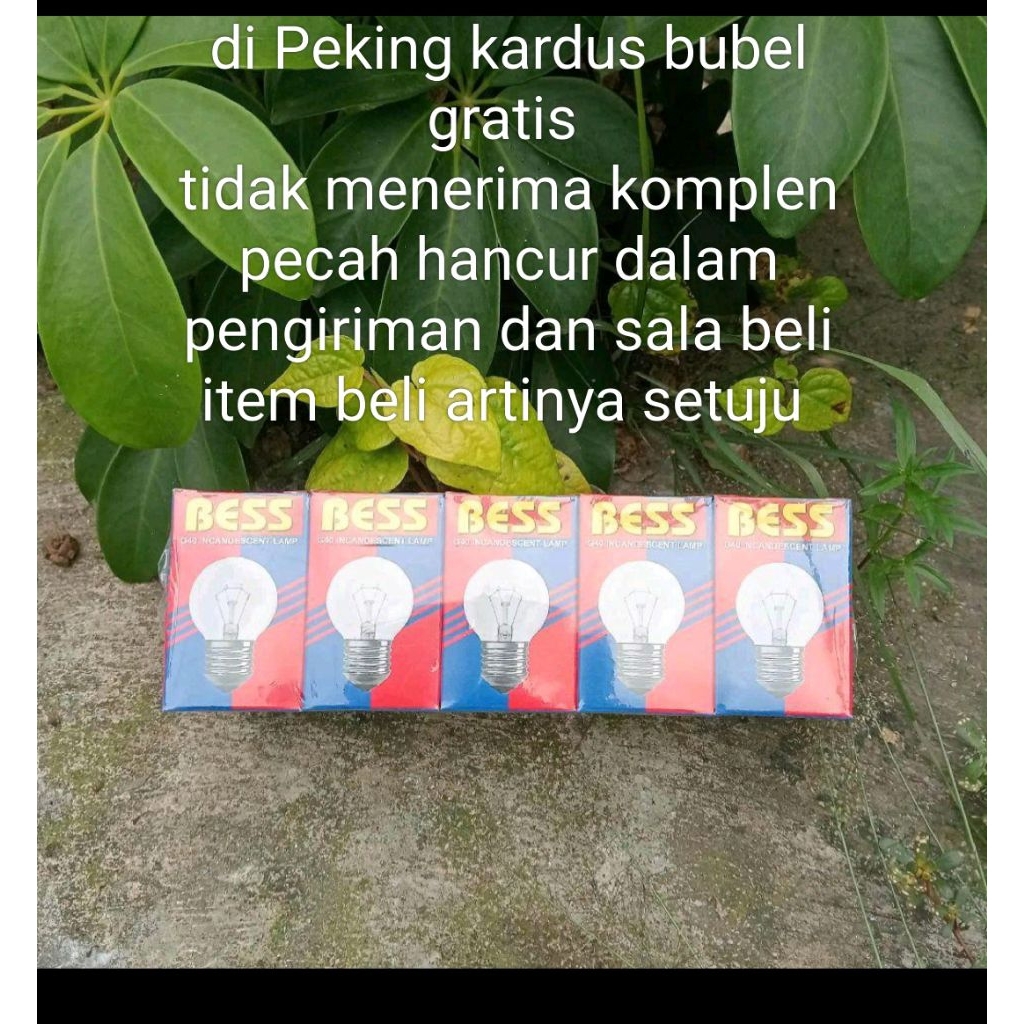 harga 10 pcs 5 wat bess lampu bohlam pijar model lama G40 bodi kecil