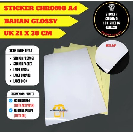 KERTAS STICKER A4 ANTI AIR KERTAS LABEL STIKER PREMIUM 210 x 297 MM KERTAS RESI LABEL CHROMO GLOSSY 