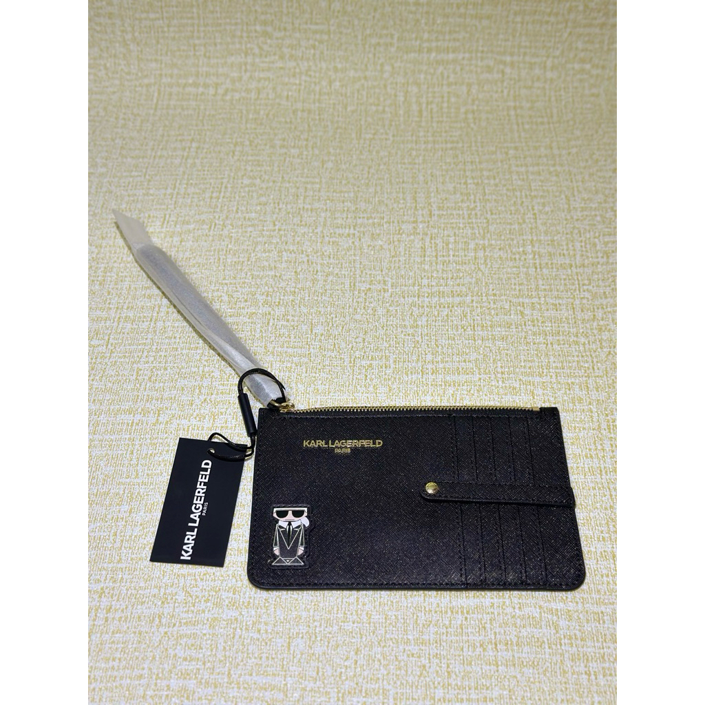 Card Holder. Karl Lagerfeld Paris Women's Medium Wristlet Black
