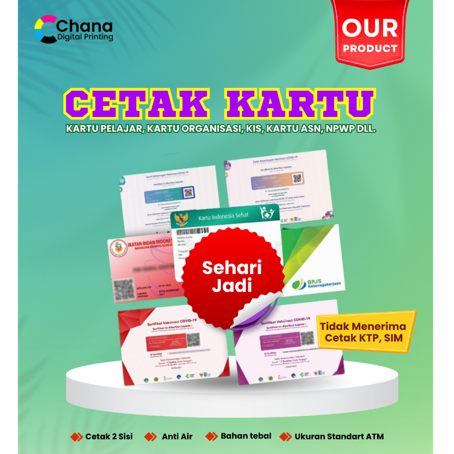 Jasa Cetak Kartu PVC Custom Tebal Mirip ATM | BPJS NPWP Barcode BBM Member Card | Sehari Jadi