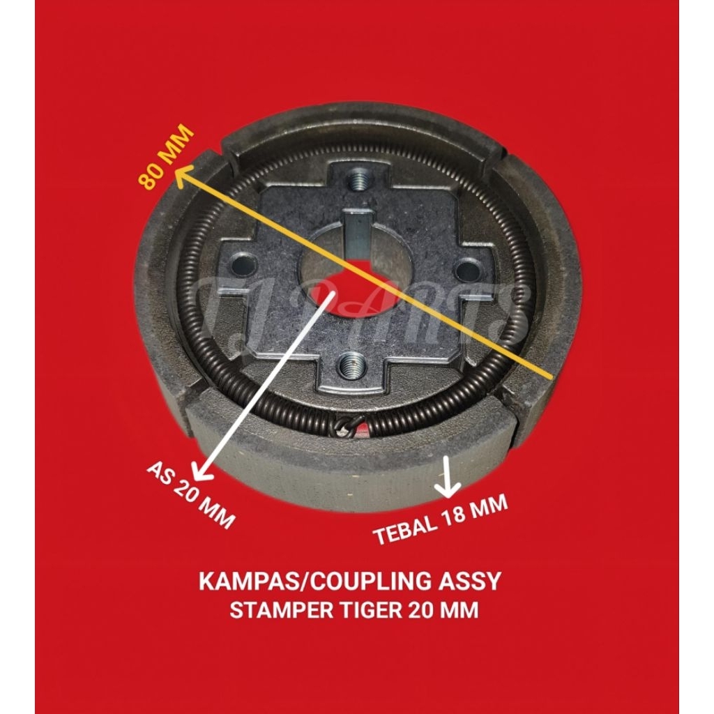 KAMPAS+ PLAT/COUPLING Assy Mesin Stamper Kuda/Stamper TIGER AS 20 MM
