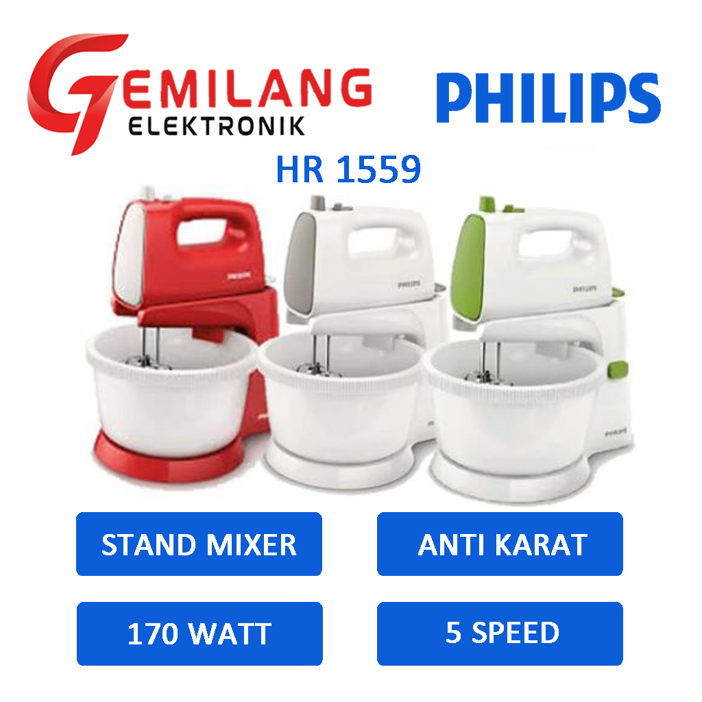 STAND MIXER / MIXER MANGKOK / PENGADUK ADONAN PHILIPS HR 1559