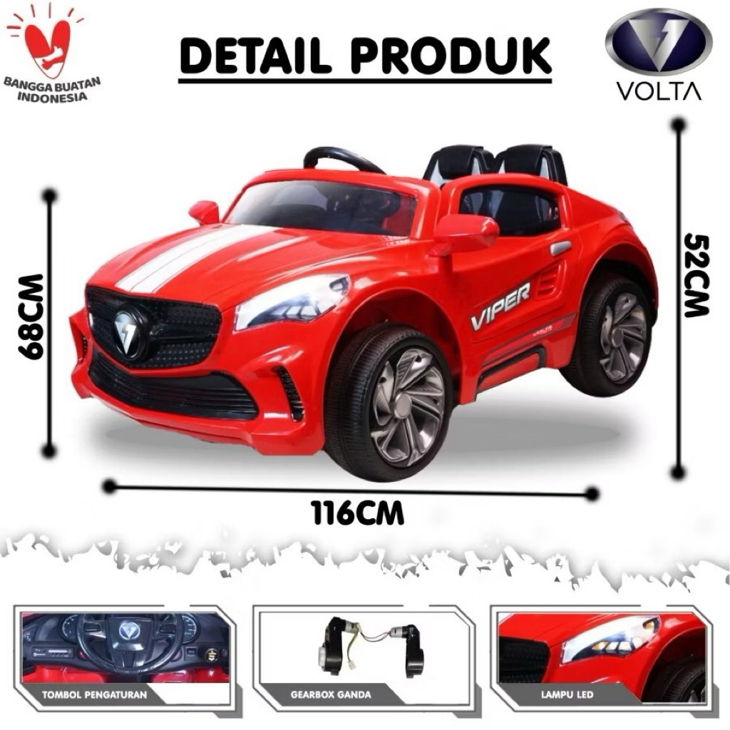 Mobil Aki anak listrik Volta 5009 Viper Mobilan remote di naiki