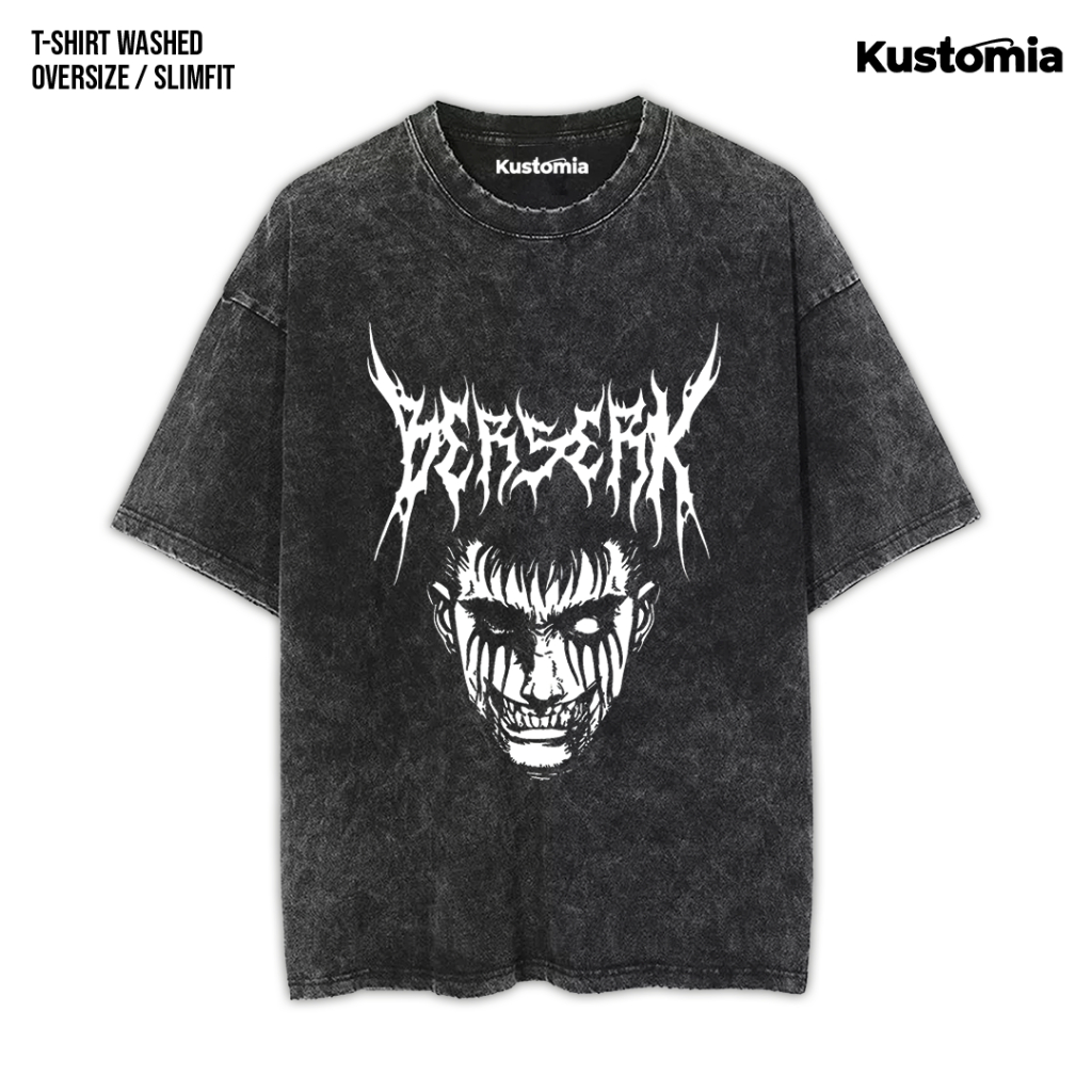 KUSTOMIA Kaos BERSERK Washed T-shirt Black White | BERSERK-10