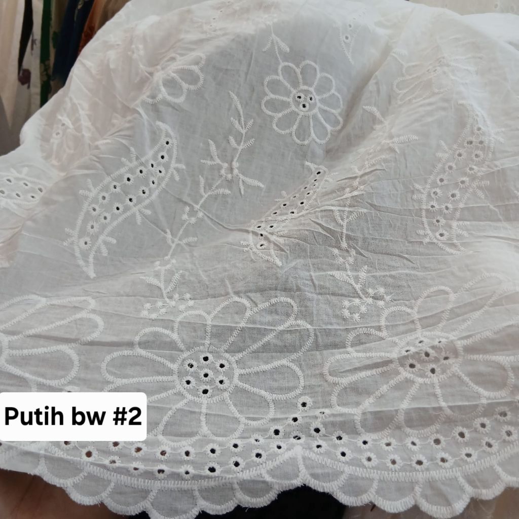 Kain bahan katun bordir bolong korea / Kain katun bordir bolong premium import