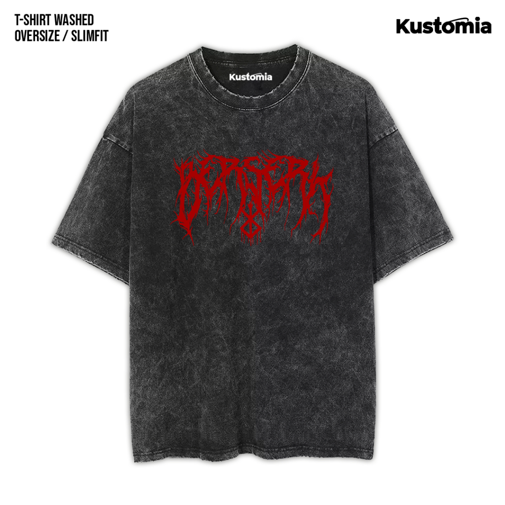 KUSTOMIA Kaos BERSERK Washed T-shirt Black White | BERSERK-20