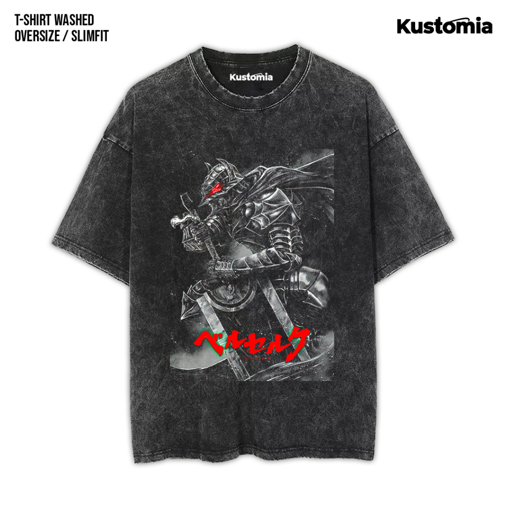 KUSTOMIA Kaos BERSERK Washed T-shirt Black White | BERSERK-19
