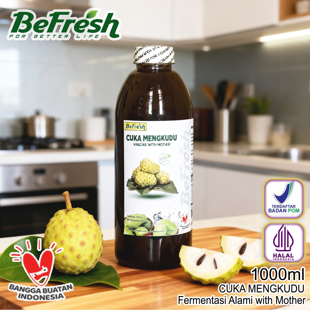 BeFresh Cuka Mengkudu 1Liter Fermentasi Asli Murni 100% | Noni Vinegar with Mother | Diet Detox & Im