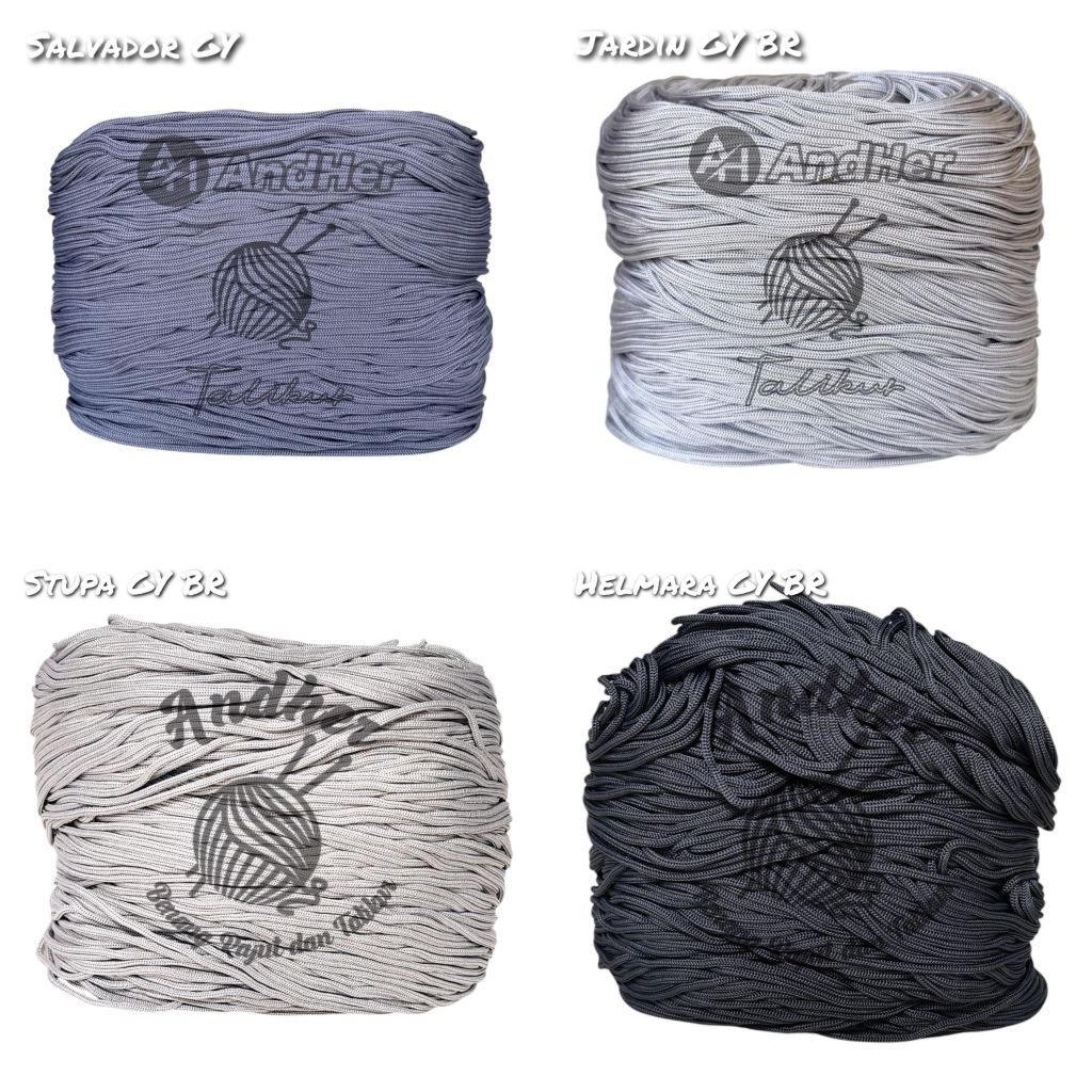 Tali kur warna talikur 3mm ABU ABU bahan Polyester 250 gram, 500 gram, 1000 gram/1 kg