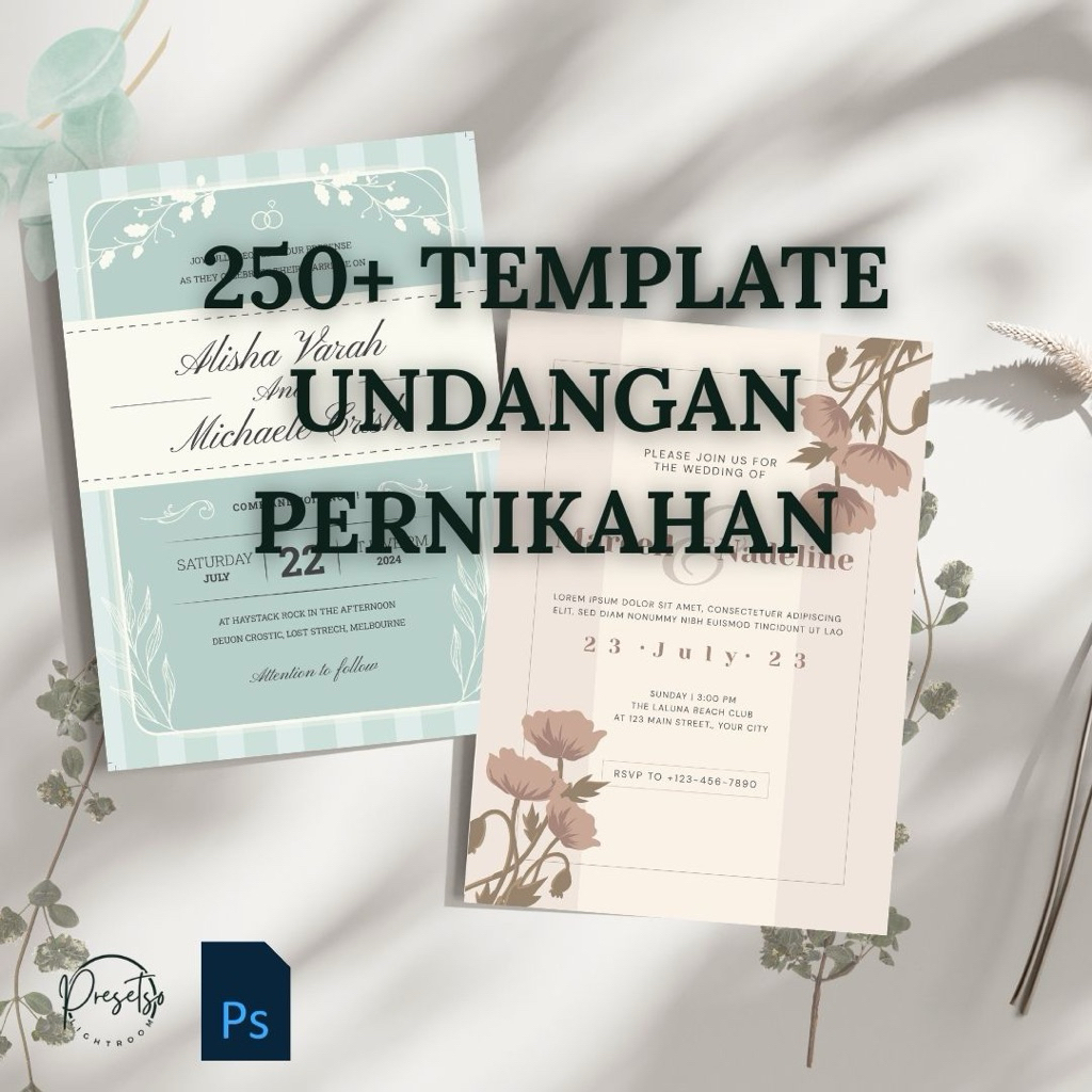 250+ Template Undangan Pernikahan Mewah & Elegant  Full Edit Photoshop PSD High Resolution | Digital