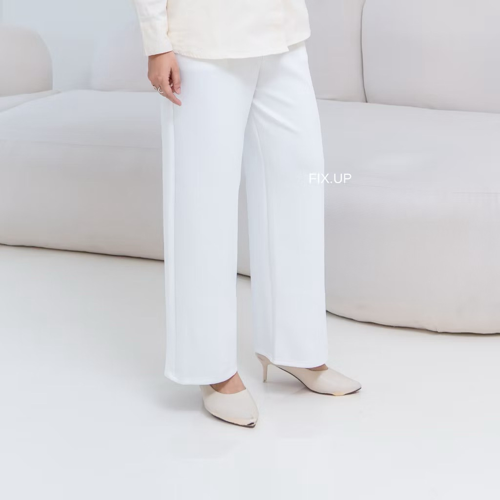 Kulot Putih Celana Kulot Panjang Celana Jumbo Highwaist Kulot Scuba Pants Celana Kerja