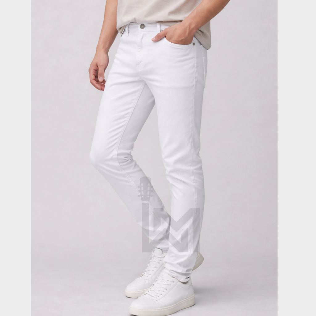 Celana Jeans Putih Slim fit Pria_Celana Jeans Putih Strecth_Celana Jeans Pria Polos