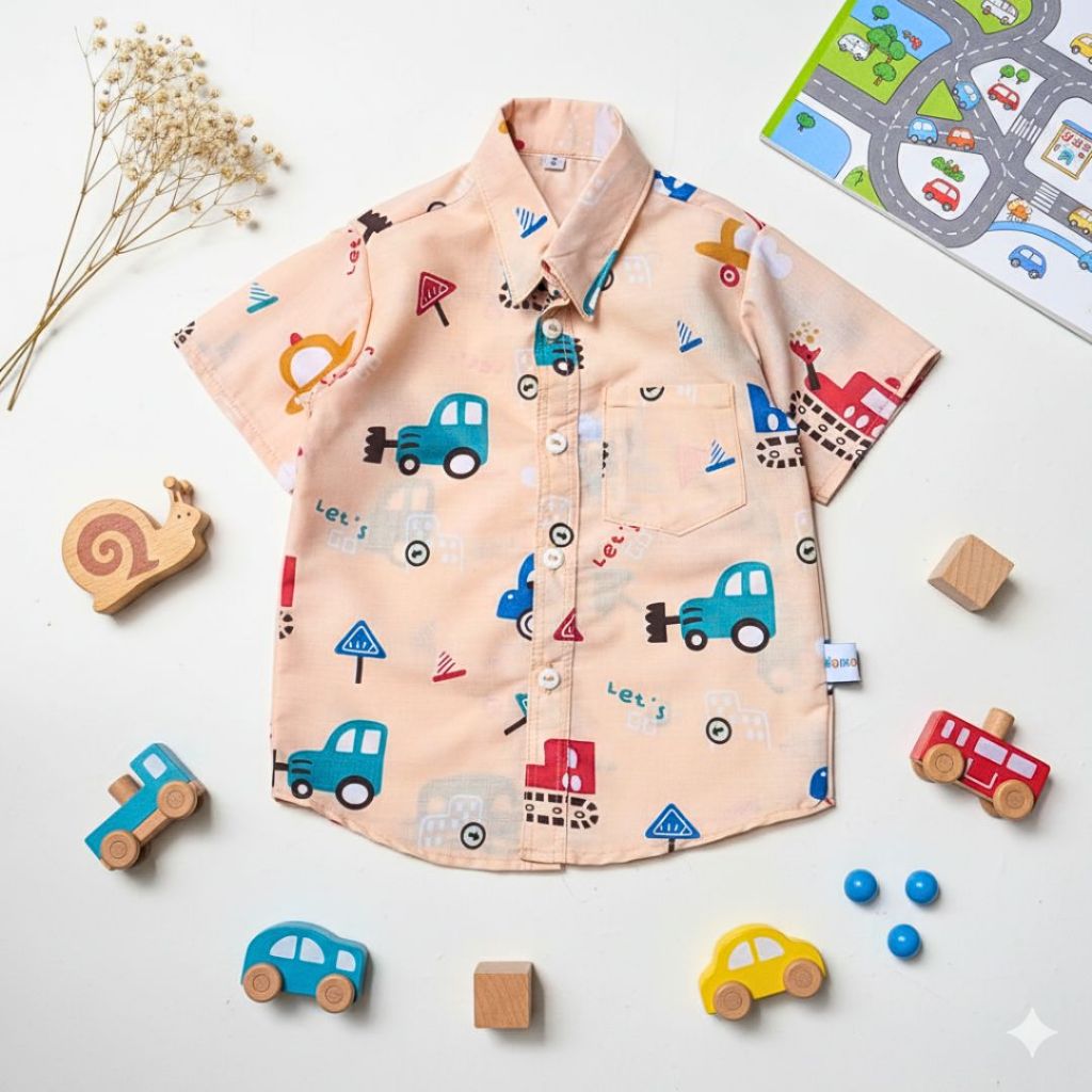 KATUN KOREA MOTIF - Kemeja Anak 1–4 Tahun Katun Premium | Baju Anak Cewek Cowok | Fashionable