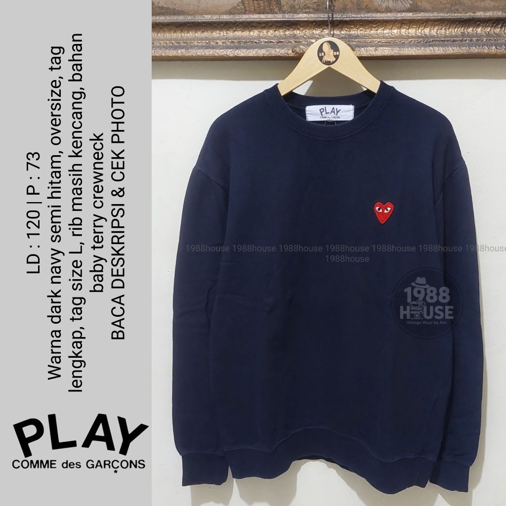 CDG Play Crewneck Warna Navy bukan bhekhakha