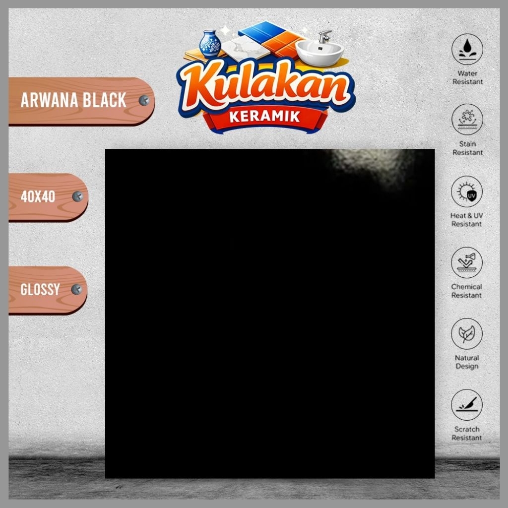 Keramik Lantai Kilap ARWANA 40x40 Black