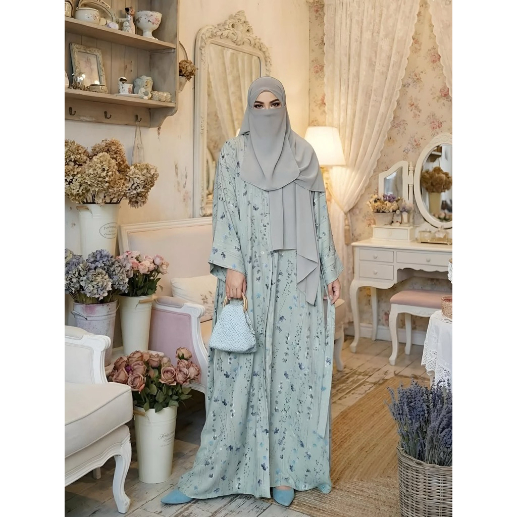 Fataya Collection EL LITA Dress Busui- Kain Twill Bordir LD130cm