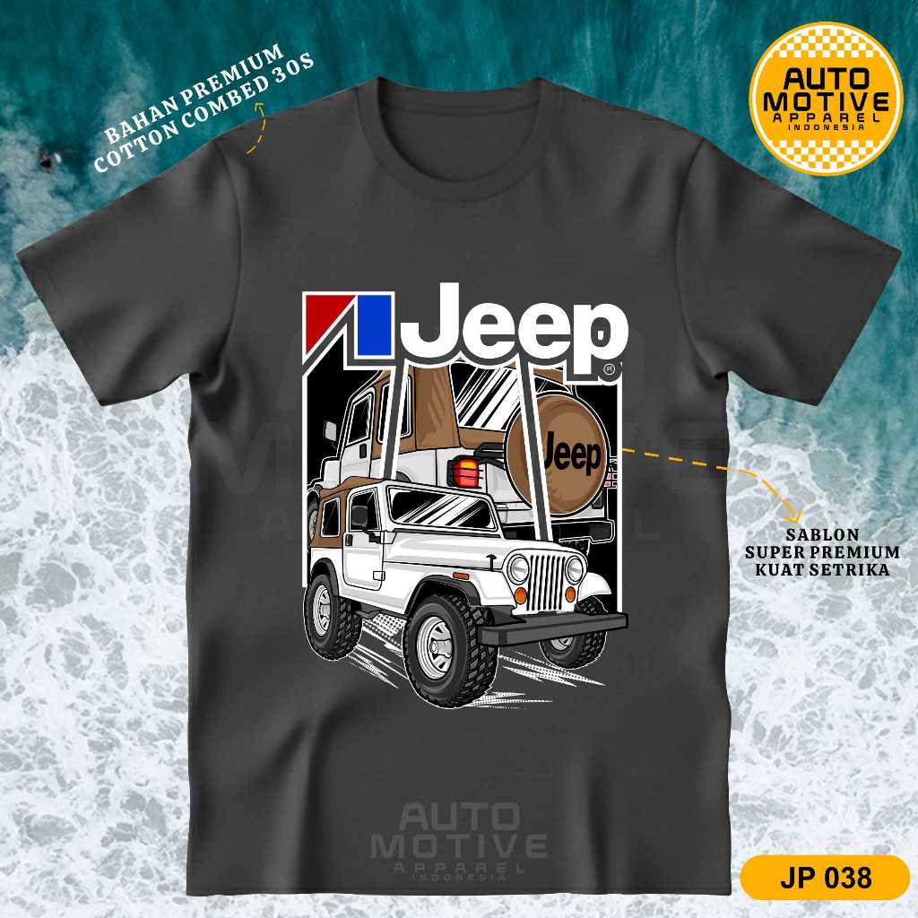 AUTOMOTIVE APPAREL Kaos Jeep CJ7 Tshirt Baju Mobil Jeep Offroad JP038