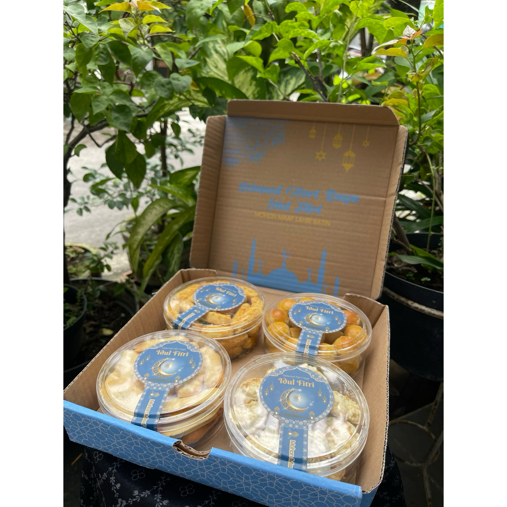 PAKET ISI 4 KUE KERING LEBARAN HOMEMADE TAS CANTIK IDUL FITRI - HAMPERS - MURAH ENAK - SOLO BISA COD
