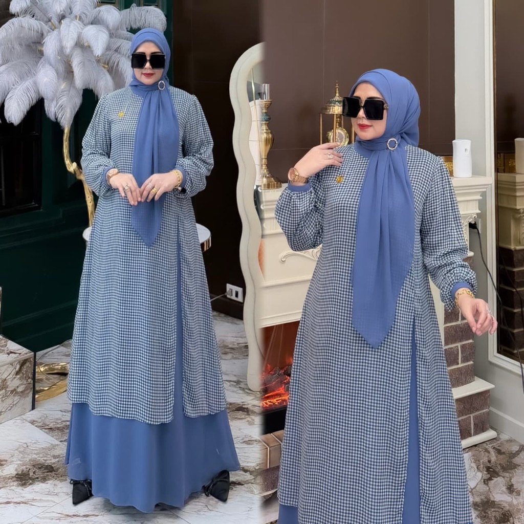 New Khadijah Set Jilbab Motif Biru // COD